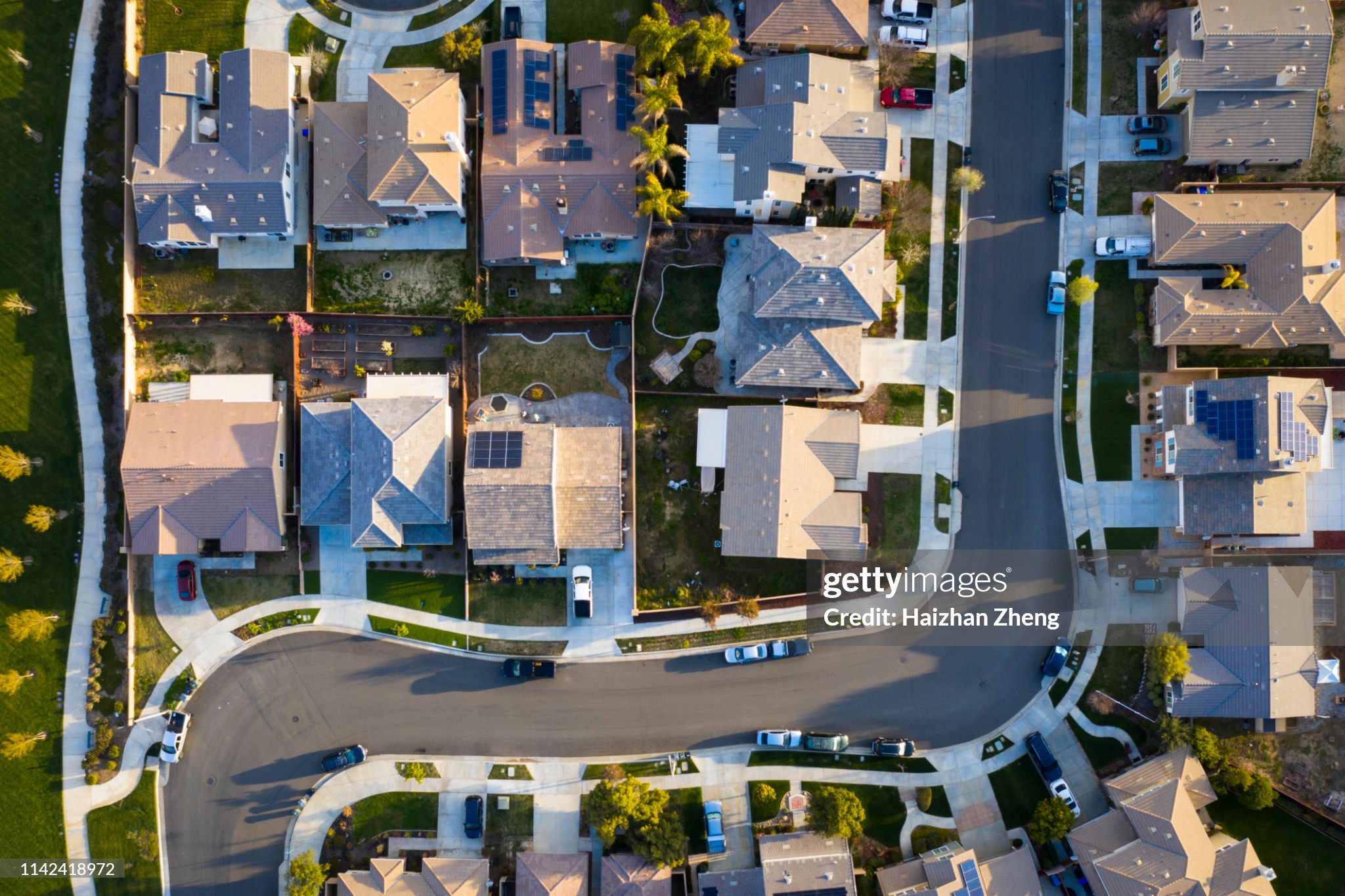 Aerial view of residential neighborhood